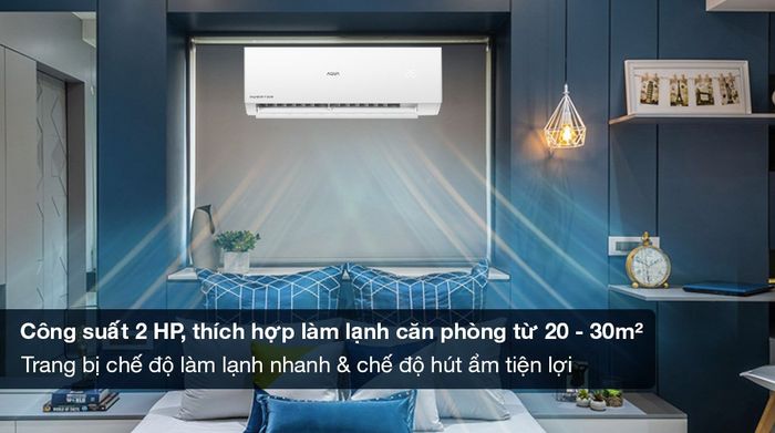Máy lạnh AQUA Inverter 2 HP AQA-RV18QE - Công suất 2 HP phù hợp diện tích từ 20 - 30m2, trang bị chế độ làm lạnh nhanh và hút ẩm tiện lợi