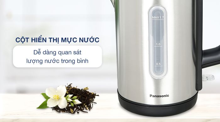 Bình đun siêu tốc Panasonic 1.7 lít NC-K301SRA - Cột hiển thị mực nước