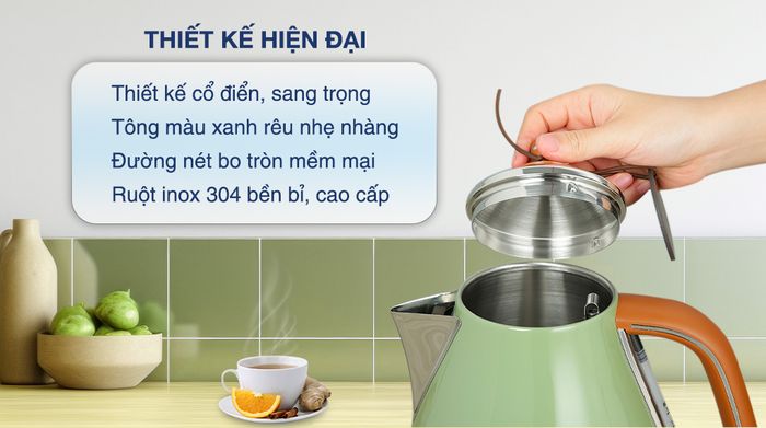 Bình đun siêu tốc Delonghi 1.7 lít KBOV2001.GR - Thiết kế