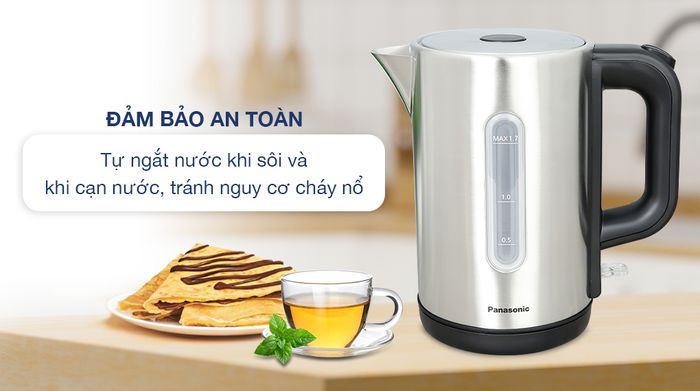Bình đun siêu tốc Panasonic 1.7 lít NC-K301SRA - Chế độ an toàn
