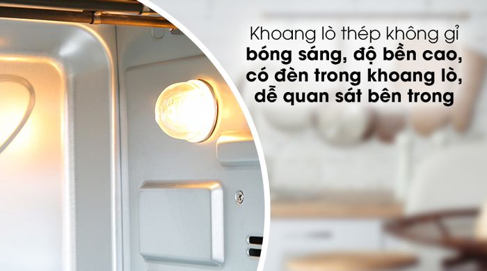 Lò nướng Sanaky LN.VH809S2D 80 lít - Khoang lò nướng thùng làm từ chất liệu thép không gỉ