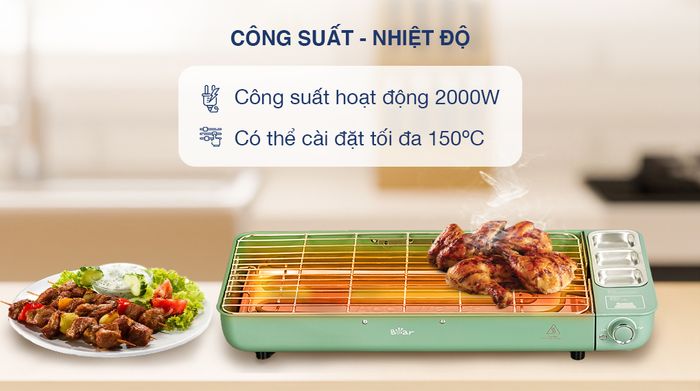 Bếp nướng điện Bear DKL-D20M2 - Công suất, nhiệt độ