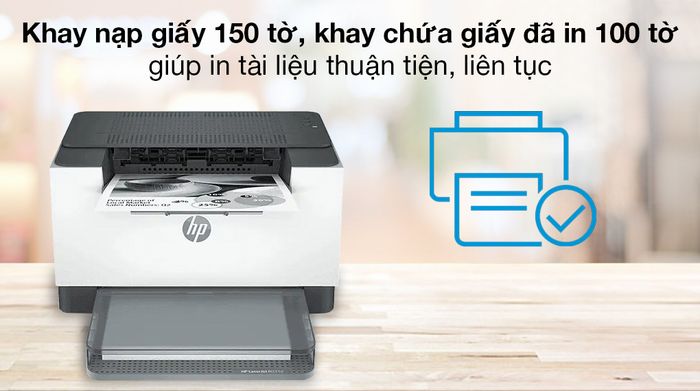 Máy in Laser trắng đen HP LaserJet M211dw/Wifi (9YF83A) - In liên tục với khay nạp giấy chứa được 150 tờ, khay chứa giấy đã in 100 tờ