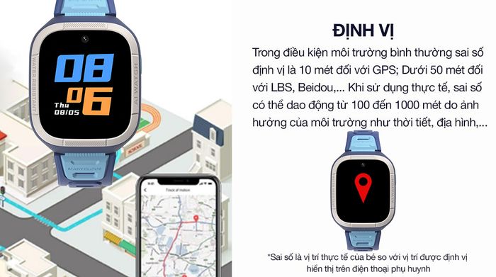 Đồng hồ định vị trẻ em Kidcare S6 4G 41.5mm - Định vị