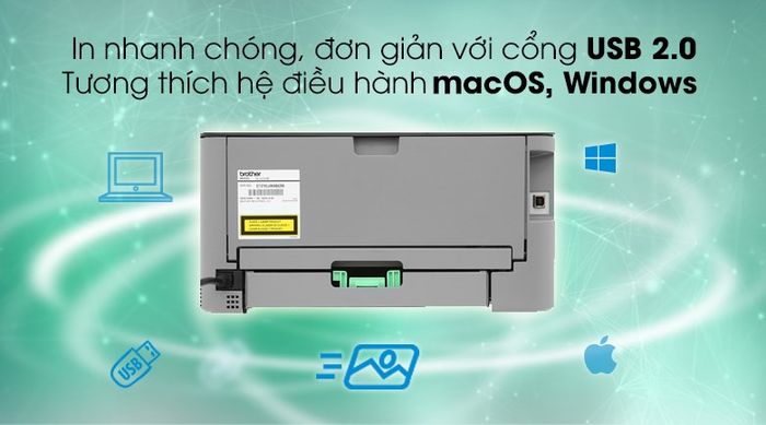 Máy in laser trắng đen Brother HL-L2321D - Kết nối