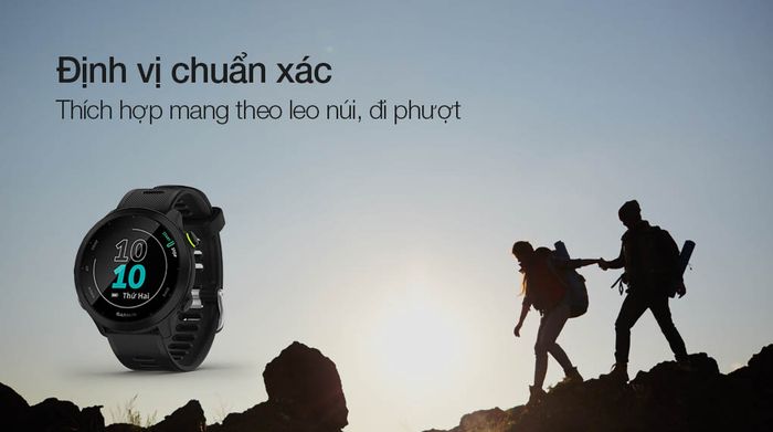 Đồng hồ thông minh Garmin Forerunner 55 dây silicone đen có GPS định vị chính xác