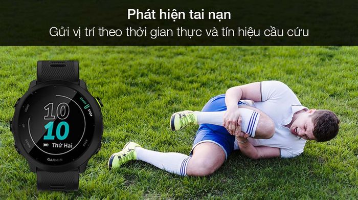Đồng hồ thông minh Garmin Forerunner 55 dây silicone đen có tính năng theo dõi và phát hiện sự cố