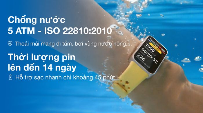 Vòng đeo tay thông minh Huawei Band 9 - Pin và Chống nước