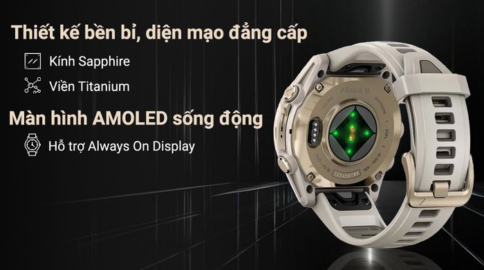 Garmin Fenix 8 Sapphire 43mm viền Titanium - Thiết kế