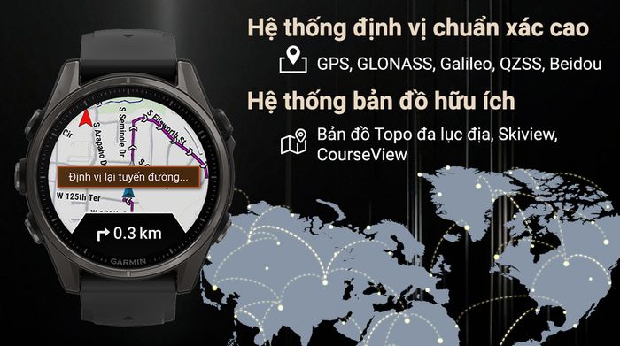 Garmin Fenix 8 Sapphire 43mm viền Titanium - Định vị