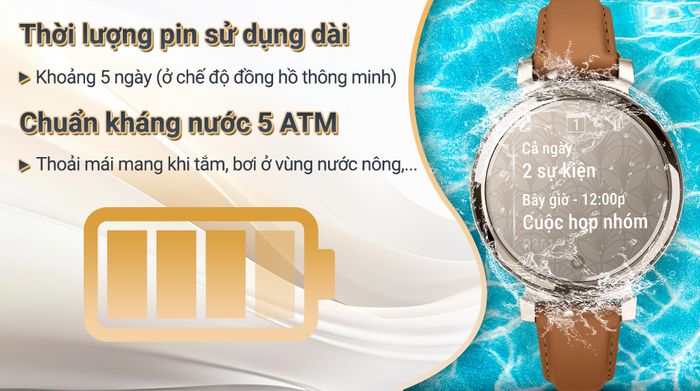 Garmin Lily 2 Classic 34mm dây da - Kháng nước