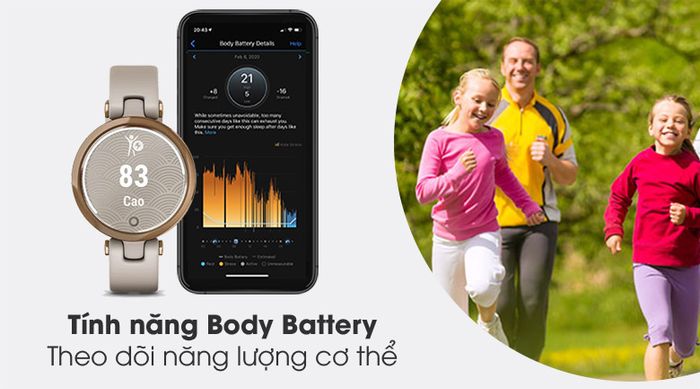 Đồng hồ thông minh Garmin Lily dây silicone - Tính năng Body Battery
