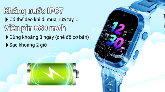 Đồng hồ định vị trẻ em MyKid 4G V2 - Pin và kháng nước