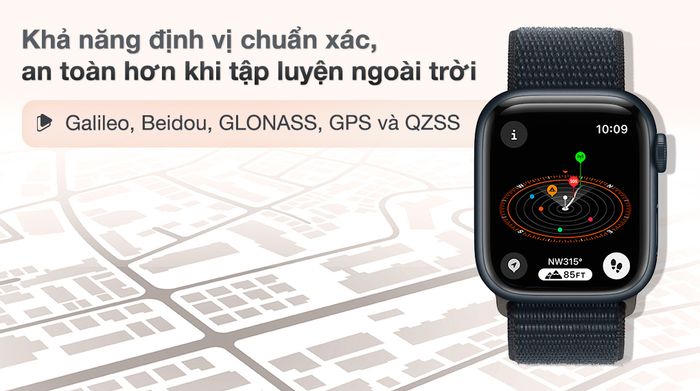 Apple Watch S9 GPS 41mm viền nhôm dây vải - Định vị