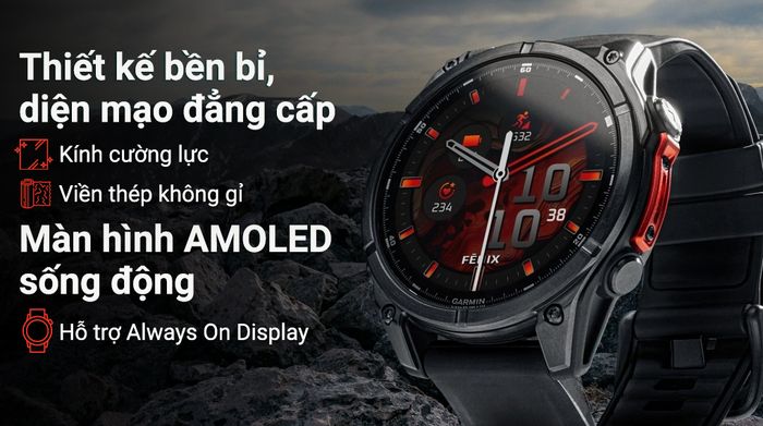Garmin Fenix 8 47mm viền thép - Thiết kế 
