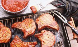 Grilled marinated pork chops