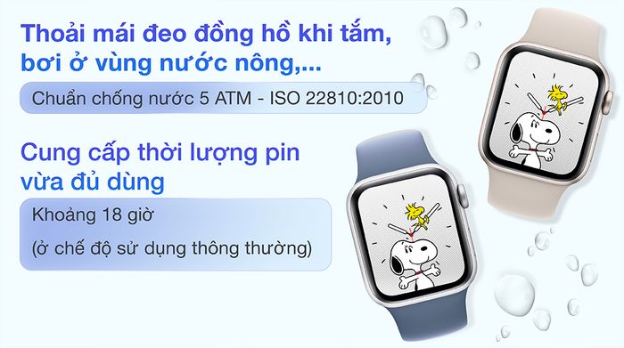 Apple Watch SE 2023 40mm viền nhôm dây silicone - Chống nước và pin