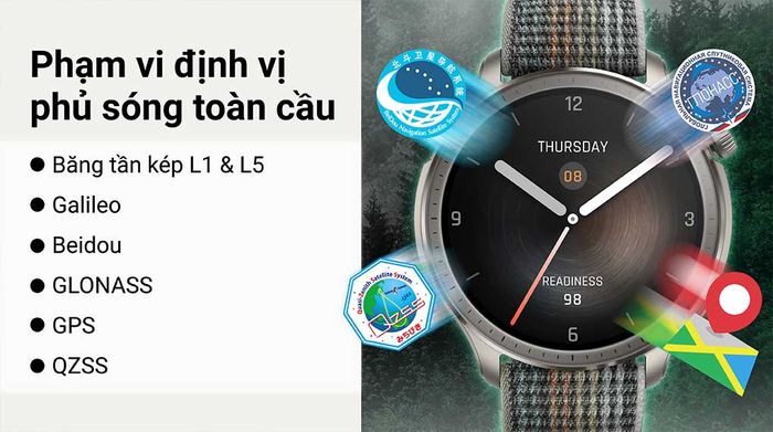 Đồng hồ thông minh Amazfit Balance 46mm dây silicone - Hệ thống định vị