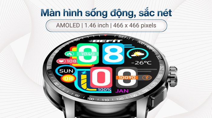 Đồng hồ thông minh BeFit Sporty 3 - Màn hình