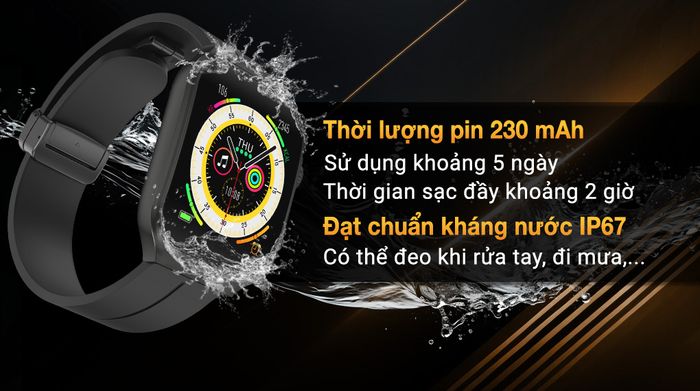 Đồng hồ thông minh BeFit Watch Ultra S - Pin và chống nước