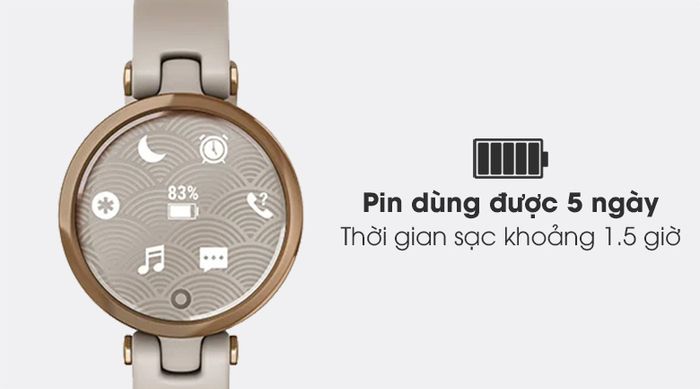 Đồng hồ thông minh Garmin Lily dây silicone - Thời gian sử dụng