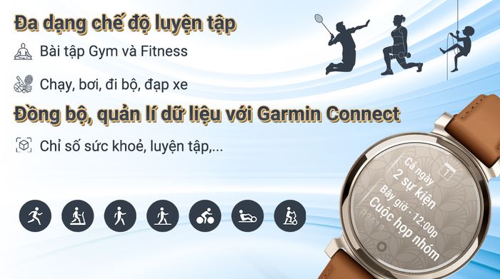 Garmin Lily 2 Classic 34mm dây da - Đa dạng môn thể thao