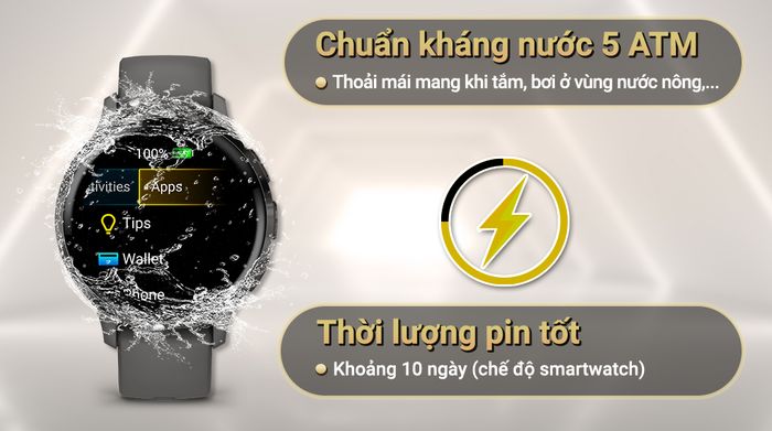 Garmin Venu 3S - Pin và kháng nước