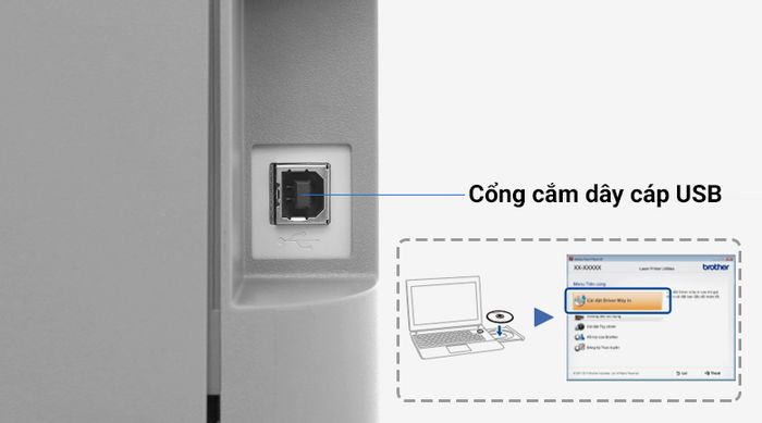 Máy in Brother HL L2321D - Cho đĩa CD-ROM (đi kèm theo máy in) vào ổ đĩa máy tính