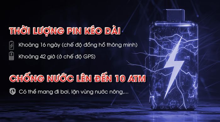 Đồng hồ thông minh Garmin Fenix E - Pin và Chống nước