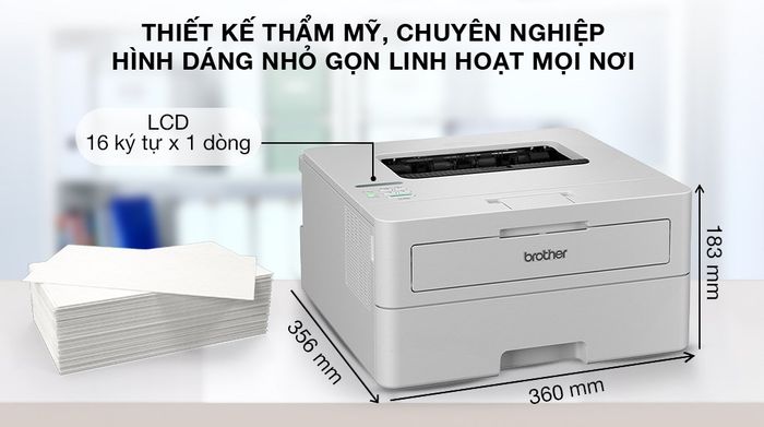 Máy in laser trắng đen đơn năng Brother HL-B2180DW Wifi - Thiết kế