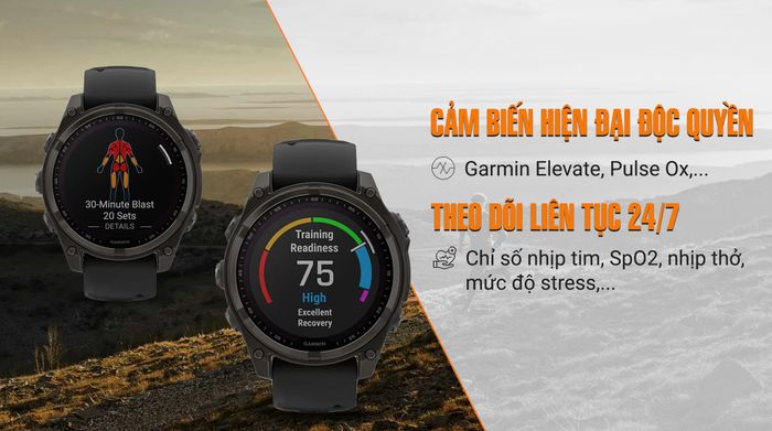 Garmin Fenix 8 Sapphire Solar 47mm viền Titanium - Sức khỏe