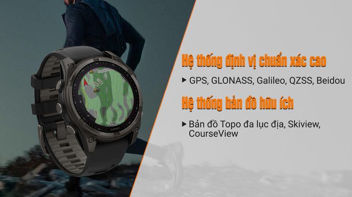 Garmin Fenix 8 Sapphire Solar 47mm viền Titanium - Định vị