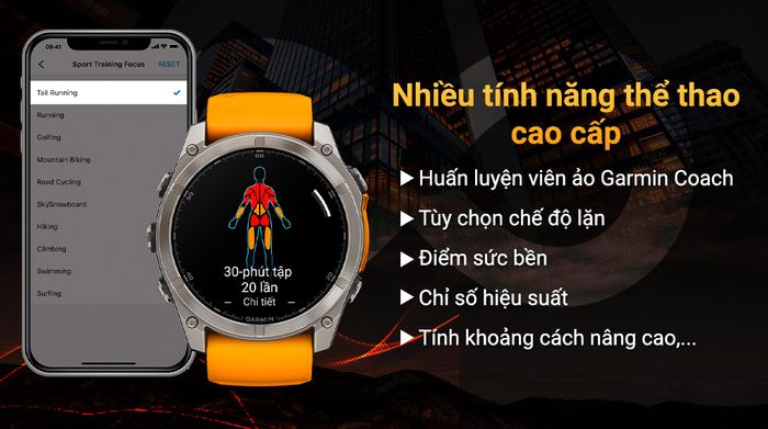 Garmin Fenix 8 Sapphire 51mm viền Titanium - Tính năng hiệu suất