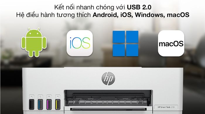 Máy in phun màu đơn năng HP Smart Tank 210 Wifi - Kết nối