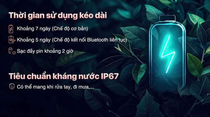 Đồng hồ thông minh BeFit Active 2 42mm - Pin và kháng nước