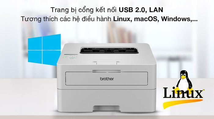Máy in laser trắng đen đơn năng Brother HL-B2180DW Wifi - Kết nối