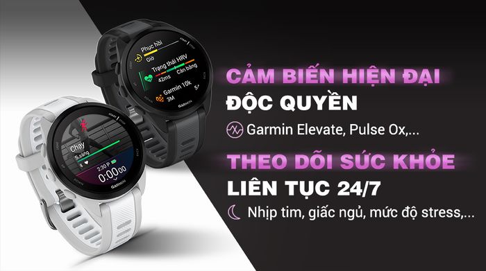 Garmin Forerunner 165 43mm - Cảm biến sức khỏe