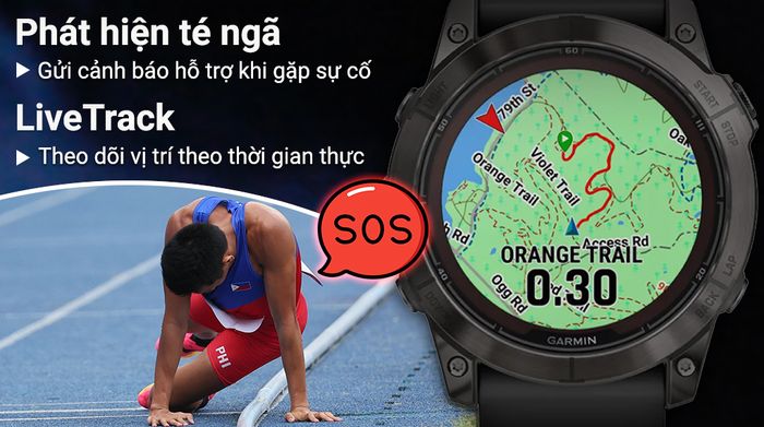 Garmin Fenix 7X Pro Solar Titanium - LiveTrack