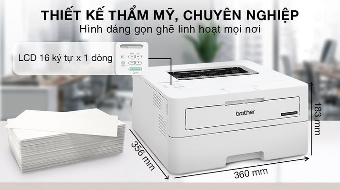 Máy in laser trắng đen đơn năng Brother HL-B2100D - Thiết kế