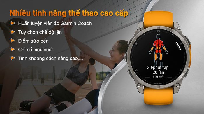 Garmin Fenix 8 Sapphire 47mm viền Titanium - Tính năng hiệu suất