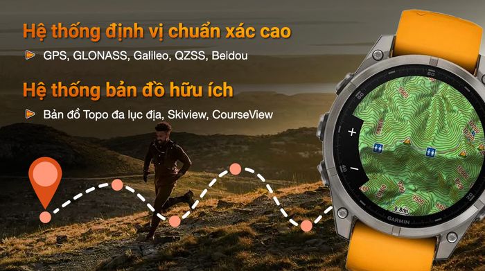Garmin Fenix 8 Sapphire 47mm viền Titanium - Định vị