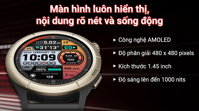 Đồng hồ thông minh Amazfit Cheetah Pro 47mm - Màn hình