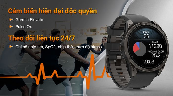 Garmin Fenix 8 Sapphire 47mm viền Titanium - Sức khỏe