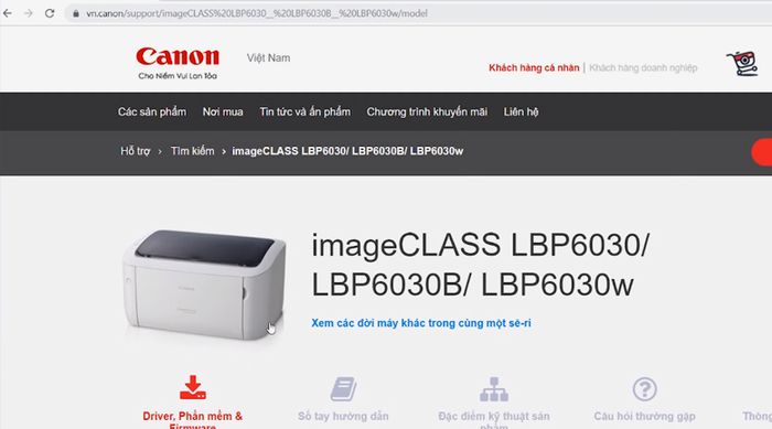 Máy in Laser Canon LBP 6030W Wifi - In không dây qua máy tính