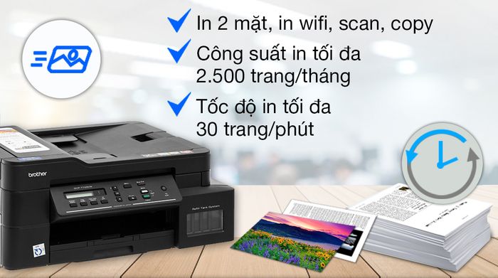 Máy in phun màu đa năng In-Scan-Copy Brother DCP-T720DW - Công suất in