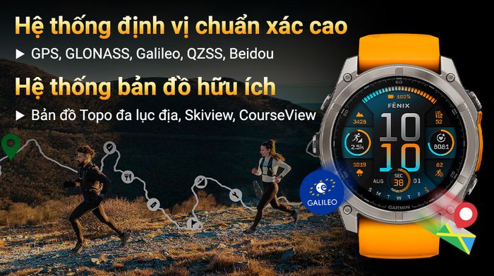 Garmin Fenix 8 Sapphire 51mm viền Titanium - Định vị