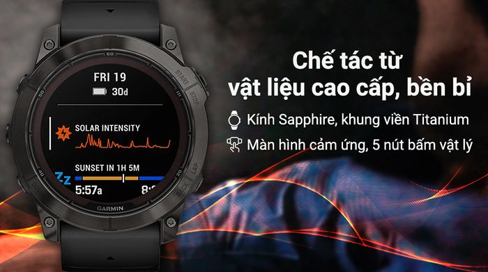 Garmin Fenix 7X Pro Solar Titanium - Thiết kế bền bỉ