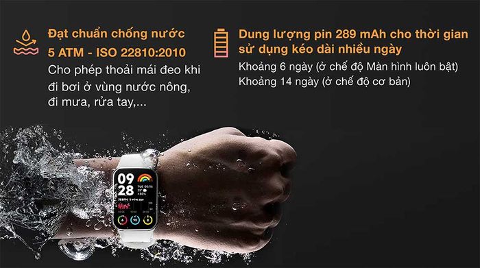 Mi Band 8 Pro - Pin và Chống nước