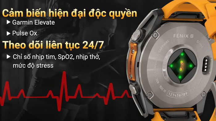 Garmin Fenix 8 Sapphire 51mm viền Titanium - Sức khỏe