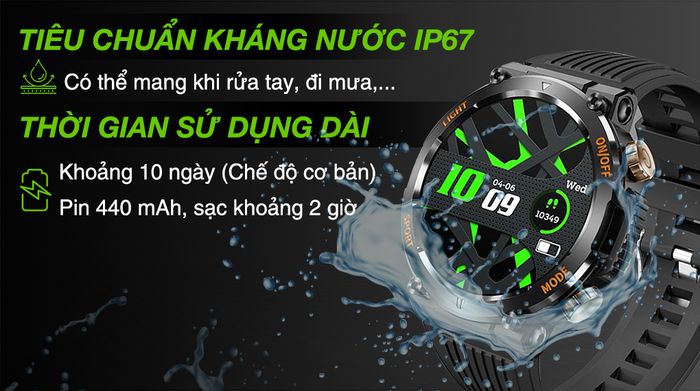Đồng hồ thông minh BeFit Hunter2 - Pin và Kháng nước